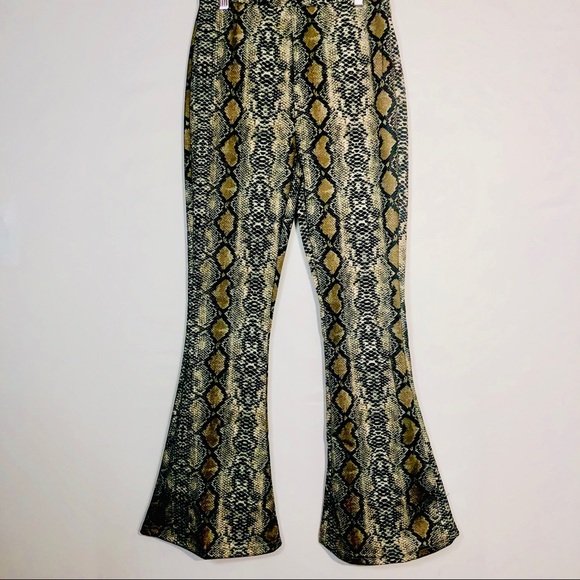 NEW..! Pallazo Pants Boho Snake Bell Button M - Picture 5 of 8